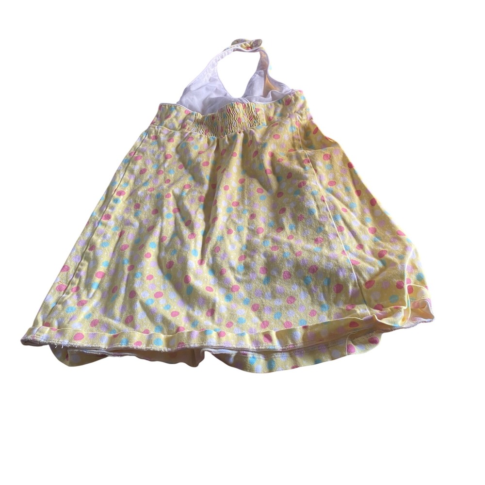 Hype Polka Dot Dress Kids Yellow Pastel Halter Smocked Back SIZE 5